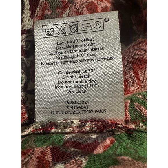 Sézane Clothilde Jaipur Floral Mock Neck Cotton Blouse Size 34 (US 2) - Picture 6 of 6